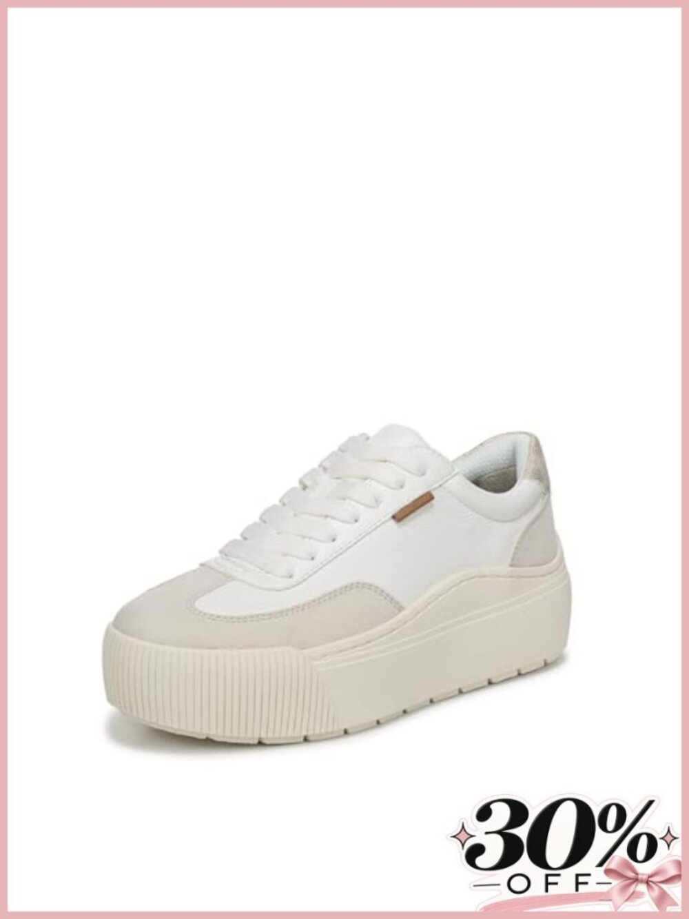 Women's White Faux Leather Platform Lace-Up Sneakers